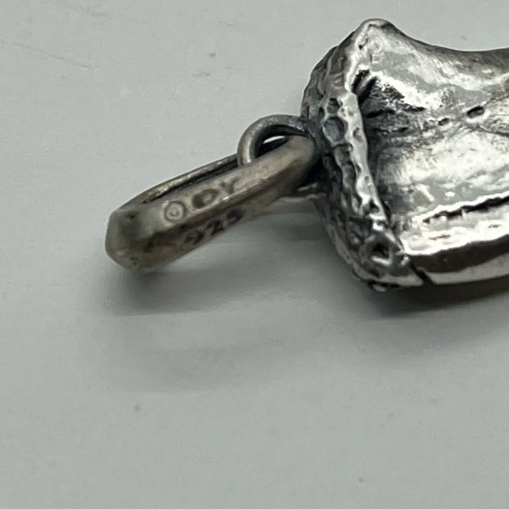 David Yurman Sterling Silver Bear Claw Tooth Pendant with Black Diamonds